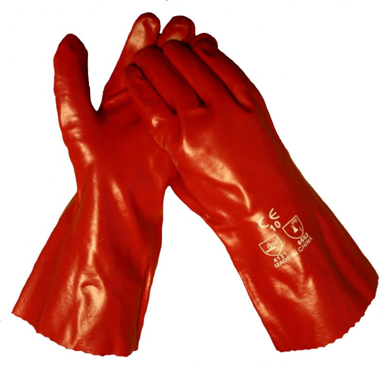 PVC handschoen rood 45 centimeter